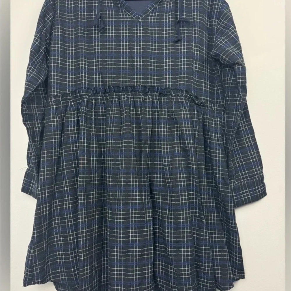 Papermoon Hooded Plaid Babydoll Dress w/accent raw detailing
